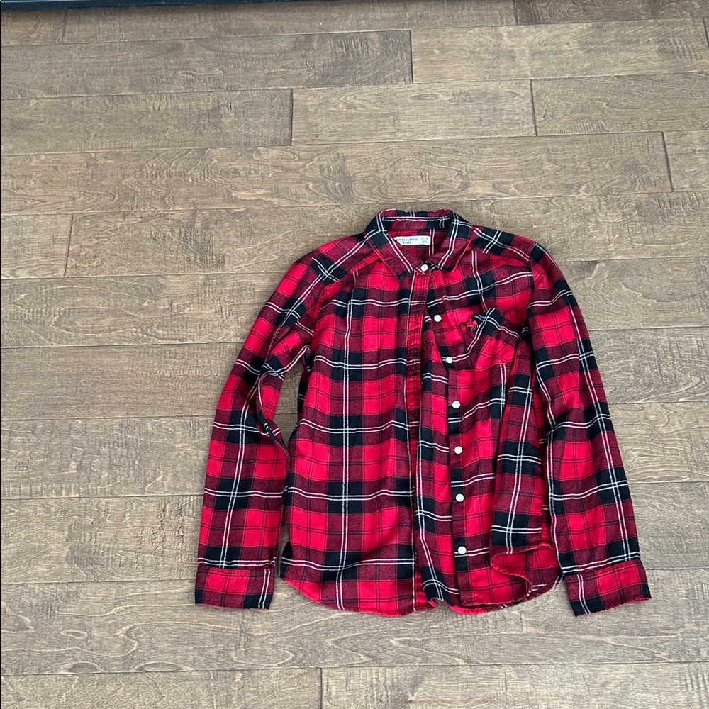 abercrombie kids Red and Black Plaid Button-Down Shirt